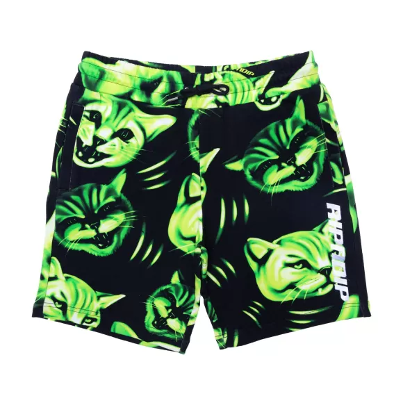 Ripndip Shorts | Neon Cat Sweatshorts Black/Neon