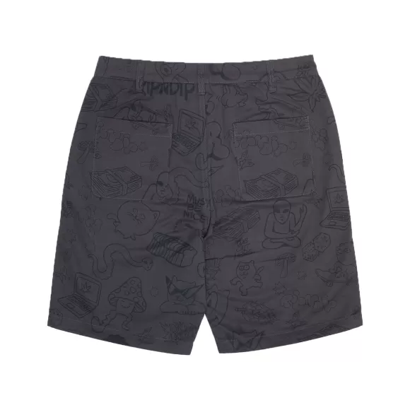 Ripndip Shorts | Nerm Doodle Twill Shorts Chocolate