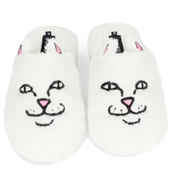 Ripndip Slippers | Nerm Face Fuzzy House Slippers White