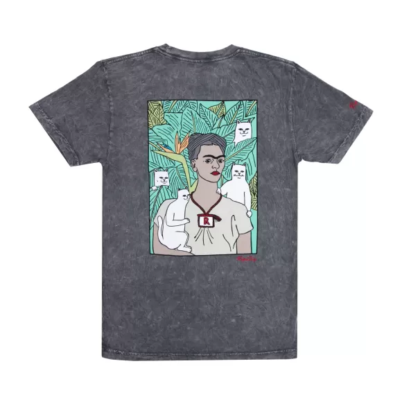 Ripndip Shorts Sleeve Tees | Nermal Portrait Tee Charcoal Mineral Wash