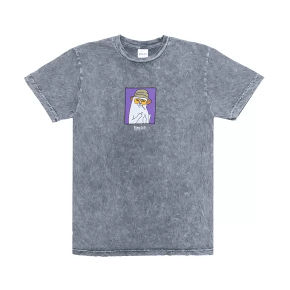 Ripndip Shorts Sleeve Tees | Nermal S Thompson Tee Charcoal Mineral Wash