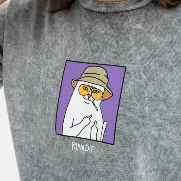 Ripndip Shorts Sleeve Tees | Nermal S Thompson Tee Charcoal Mineral Wash