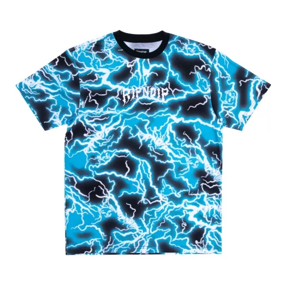 Ripndip Shorts Sleeve Tees | Nikola Embroidered Tee Black/Blue