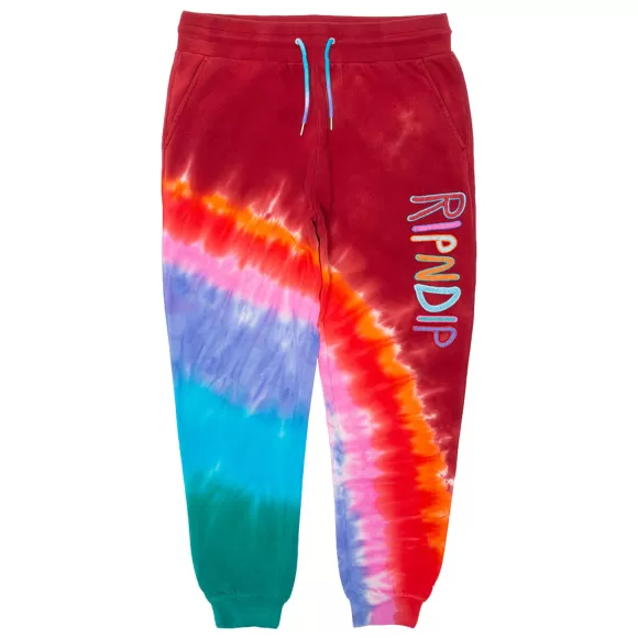 Ripndip Sweats | Og Prisma Embroidered Sweatpants Red Tie Dye