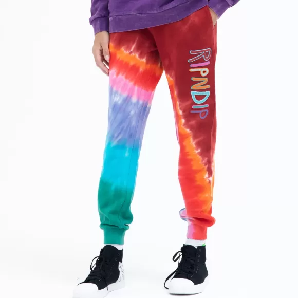 Ripndip Sweats | Og Prisma Embroidered Sweatpants Red Tie Dye