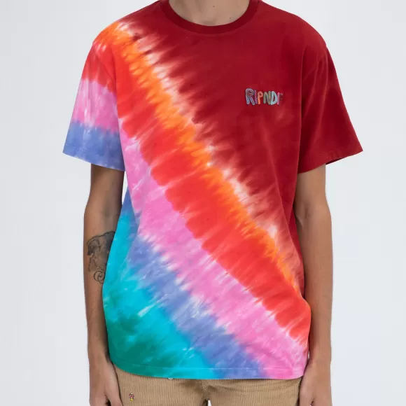 Ripndip Shorts Sleeve Tees | Og Prisma Embroidered Tee Red Tie Dye