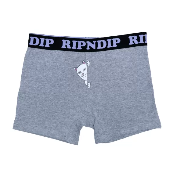 Ripndip Boxers | Peek A Nermal Boxers Heather Grey