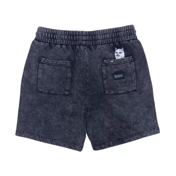 Ripndip Shorts | Peek A Nermal Sweatshorts Black Acid Wash