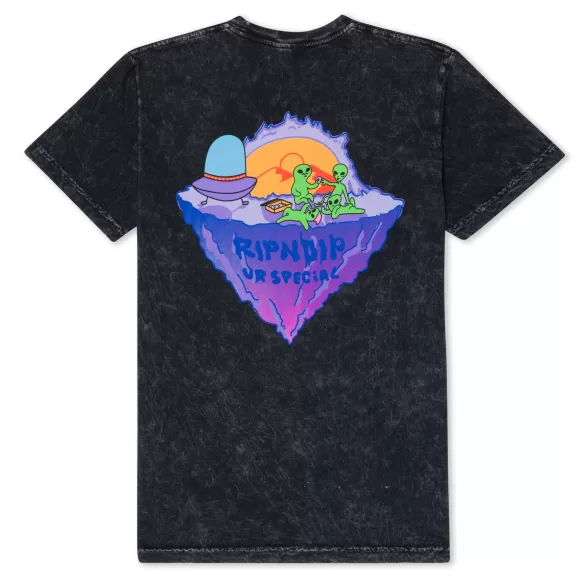 Ripndip Shorts Sleeve Tees | Planet Special Tee Black Mineral Wash