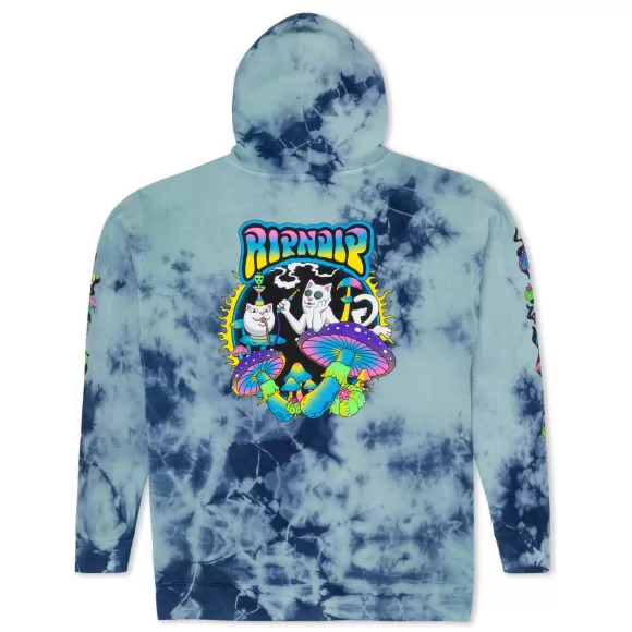 Ripndip Hoodies / Crewnecks | Psychedelic Garden Hoodie Navy/Aqua Lightning Wash