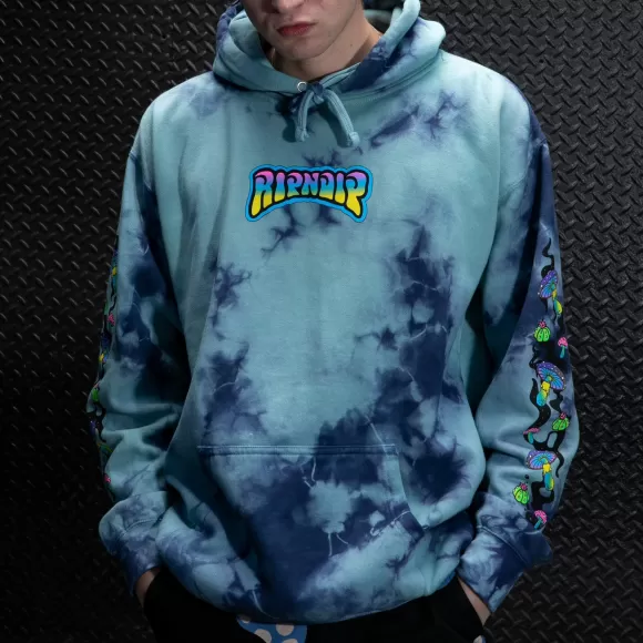 Ripndip Hoodies / Crewnecks | Psychedelic Garden Hoodie Navy/Aqua Lightning Wash