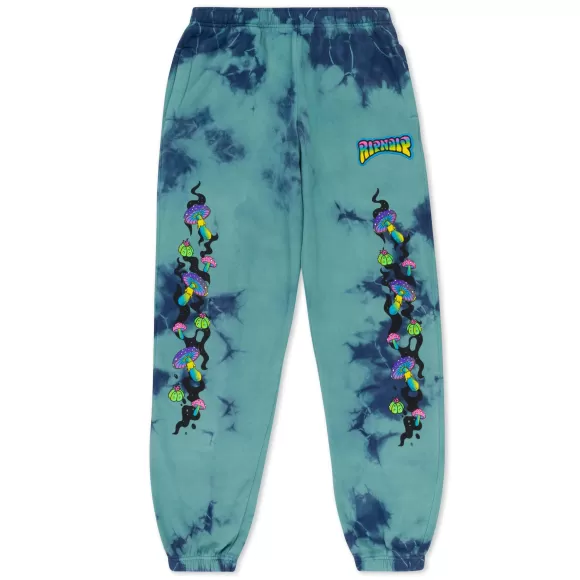 Ripndip Sweats | Psychedelic Garden Sweatpants Navy/Aqua Lightning Wash