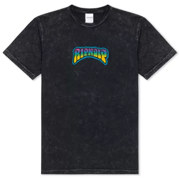 Ripndip Shorts Sleeve Tees | Psychedelic Garden Tee Black Mineral Wash