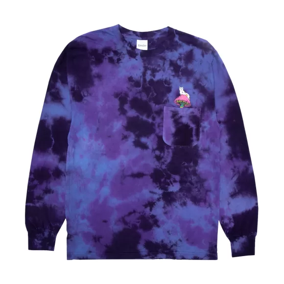 Ripndip Long Sleeve Tees | Psychedelic Nerm L/S Blue/Purple Lightning Wash