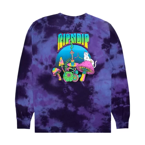 Ripndip Long Sleeve Tees | Psychedelic Nerm L/S Blue/Purple Lightning Wash