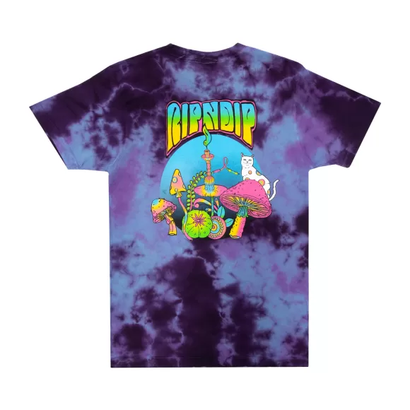 Ripndip Shorts Sleeve Tees | Psychedelic Nermal Pocket Tee Blue/Purple Lightning