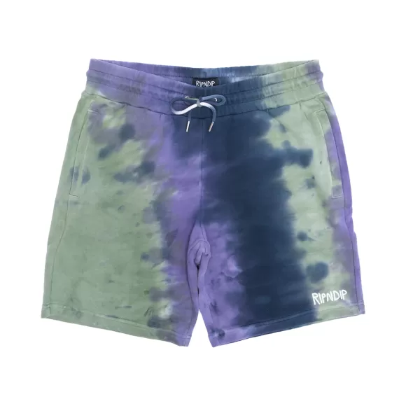 Ripndip Shorts | Rubber Logo Sweatshorts Sage/Slate Tie Dye