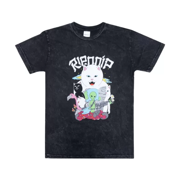 Ripndip Shorts Sleeve Tees | Runaway Tee Black Mineral Wash