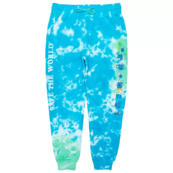 Ripndip Sweats | Save The World Embroidered Sweatpants Aqua/Green Tie Dye