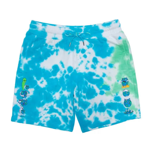 Ripndip Shorts | Save The World Sweatshorts Aqua/Green Tie Dye