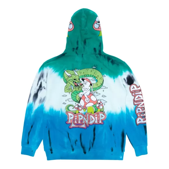 Ripndip Hoodies / Crewnecks | Sensai Embroidered Hoodie Blue/Green Stripe Tie Dye