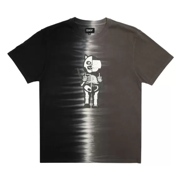 Ripndip Shorts Sleeve Tees | Skelly Anatomy Split Tie Dye Tee Black/Charcoal Split Tie Dye