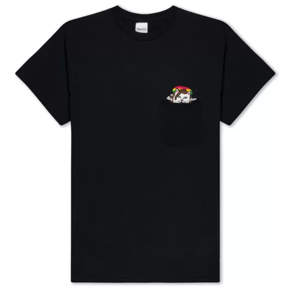 Ripndip Shorts Sleeve Tees | Smoking Rasta Lord Nermal Pocket Tee Black