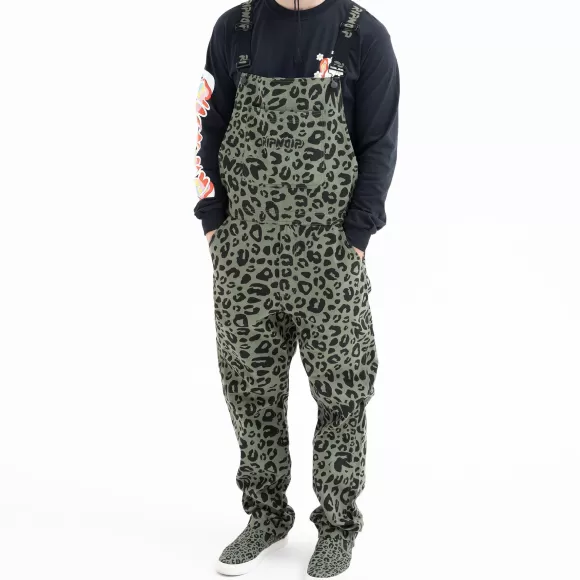 Ripndip Overalls | Spotted Cotton Twill Overalls Olive