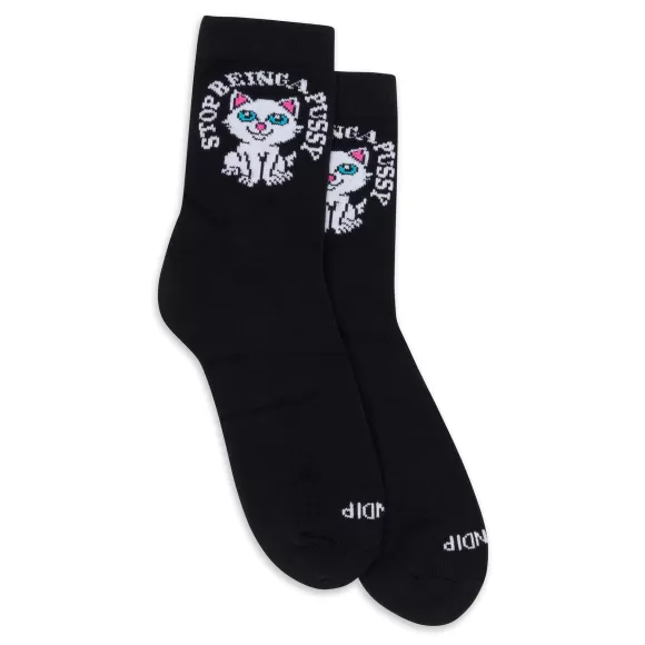 Ripndip Shop All Socks | Stop Being A Pussy Mid Socks Black