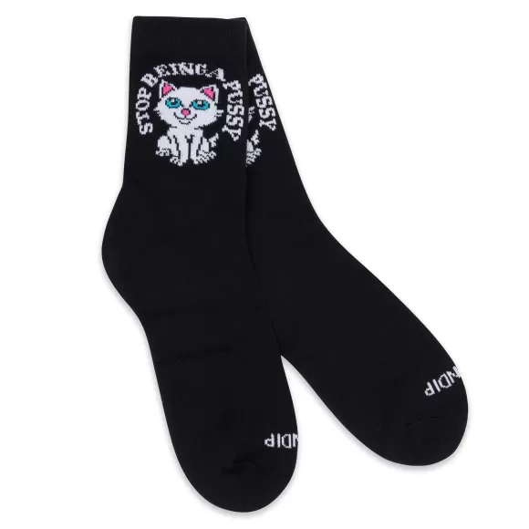 Ripndip Shop All Socks | Stop Being A Pussy Mid Socks Black