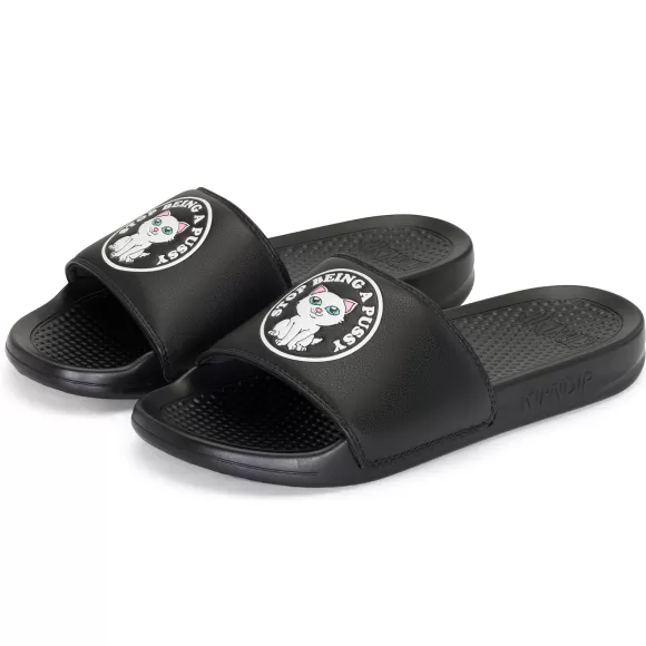 Ripndip Shoes | Stop Being A Pussy Slides Black