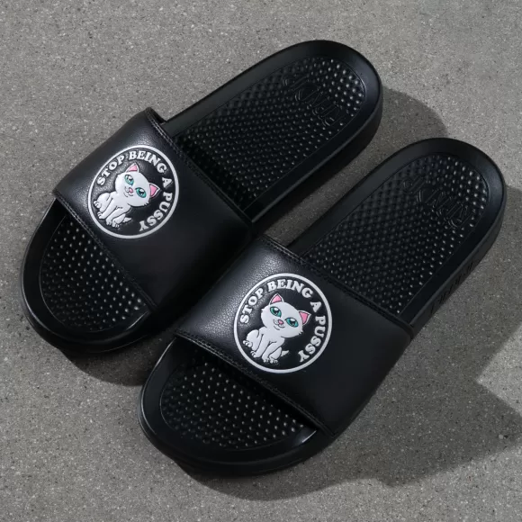 Ripndip Shoes | Stop Being A Pussy Slides Black