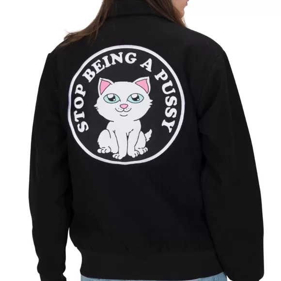 Ripndip Jackets | Stop Being A Pussy Varsity Jacket Black