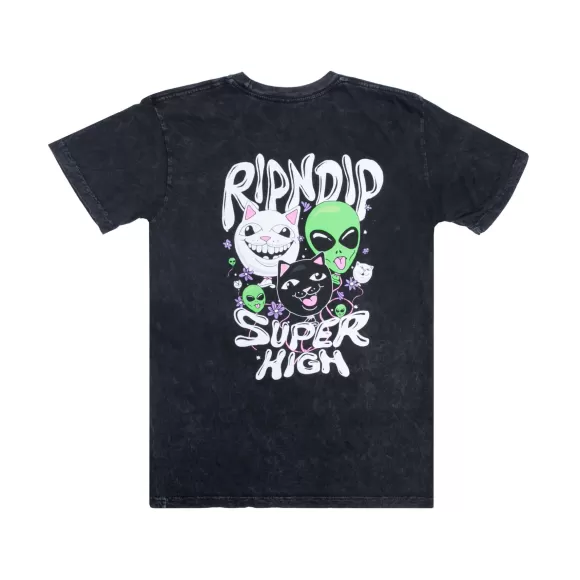 Ripndip Shorts Sleeve Tees | Super High Tee Black Mineral Wash