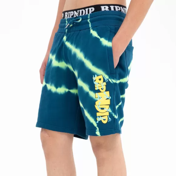 Ripndip Shorts | Super Sanerm Sweatshorts Navy/Neon Green Dye