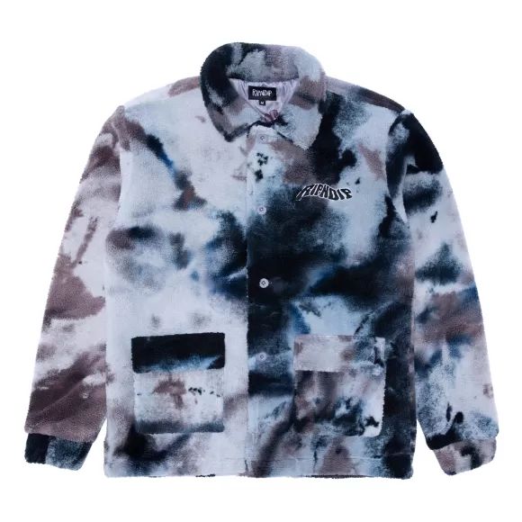 Ripndip Jackets | Warped Tie Dye Sherpa Jacket Navy/Mauve Tie Dye