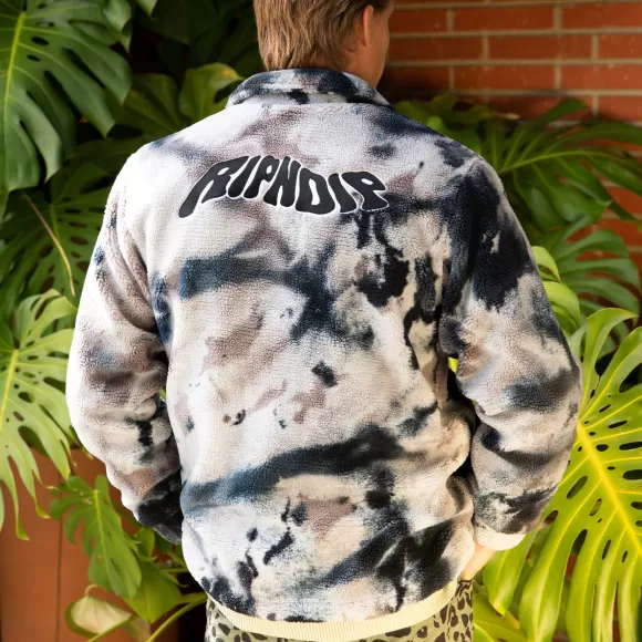 Ripndip Jackets | Warped Tie Dye Sherpa Jacket Navy/Mauve Tie Dye