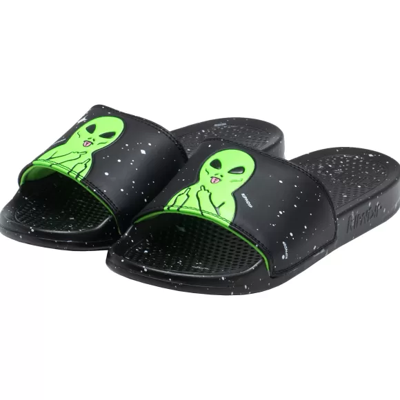 Ripndip Shoes | We Out Here Slides Black/Neon Green