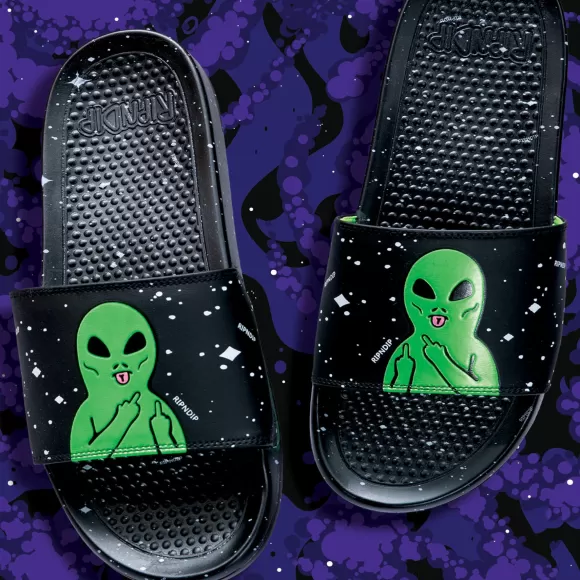 Ripndip Shoes | We Out Here Slides Black/Neon Green