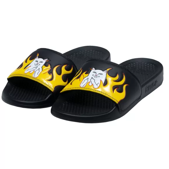 Ripndip Shoes | Welcome To Heck Slides Black Flame