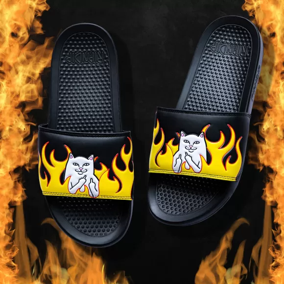 Ripndip Shoes | Welcome To Heck Slides Black Flame