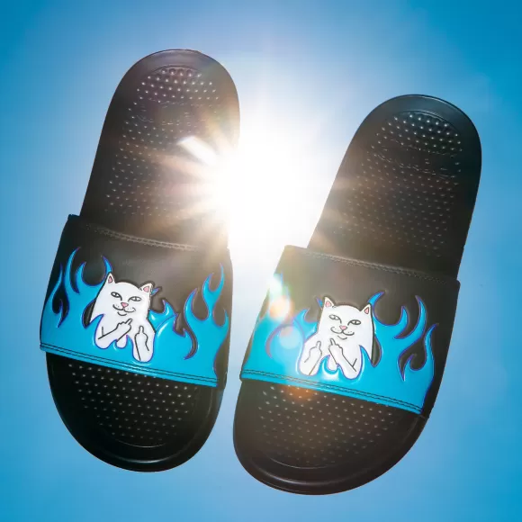 Ripndip Shoes | Welcome To Heck Slides Black/Blue