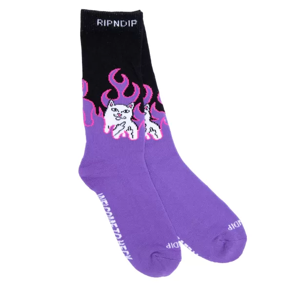 Ripndip Shop All Socks | Welcome To Heck Socks Black/Purple