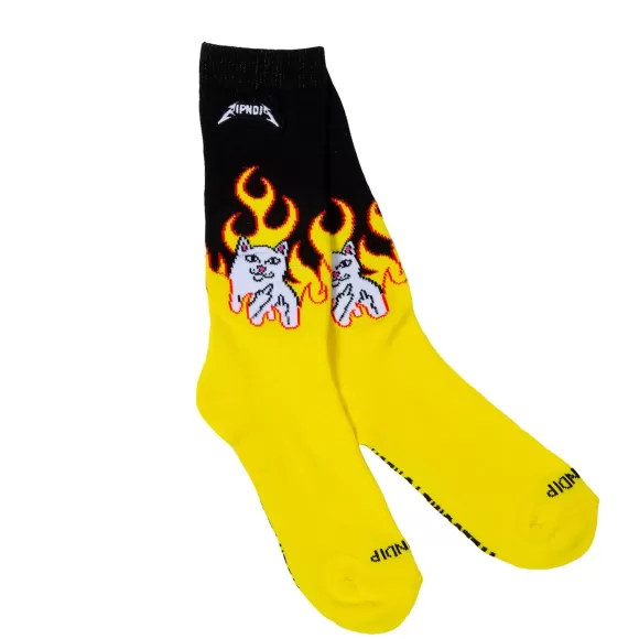 Ripndip Shop All Socks | Welcome To Heck Socks Black / Yellow