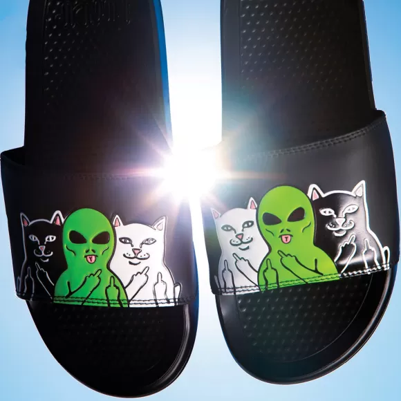 Ripndip Shoes | Whole Gang Slides Black