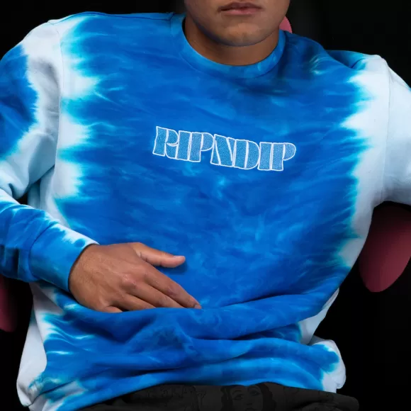 Ripndip Knits / Sweaters | Wilshire Embroidered Crewneck Blue Stripe Dye